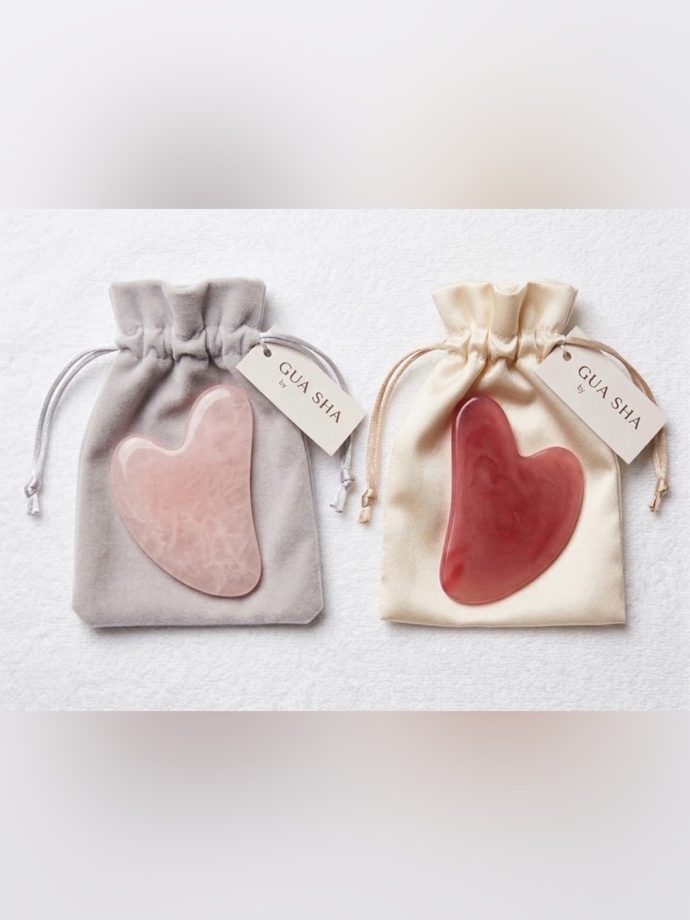 Gua Sha Facial Massage Set — Rose Quartz Pink & Deep Rose